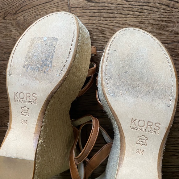 Michael Kors Brown Leather Espadrille Wedge heel sandals Sz. 9 - Picture 4 of 7